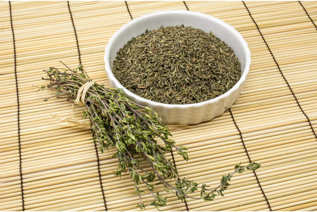Dried thyme leaves ready for Moroccan herbal remedies